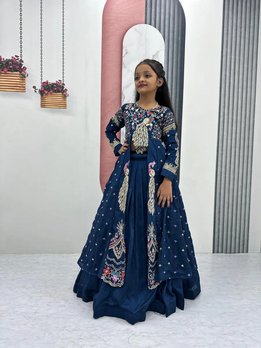 2MODERN VICHITRA THREAD AND SEQUENCE WORK KID'S TOP LEHENGA WEDDING WEAR WHOLESALE PRICE ETHNIC GARMENT(40)