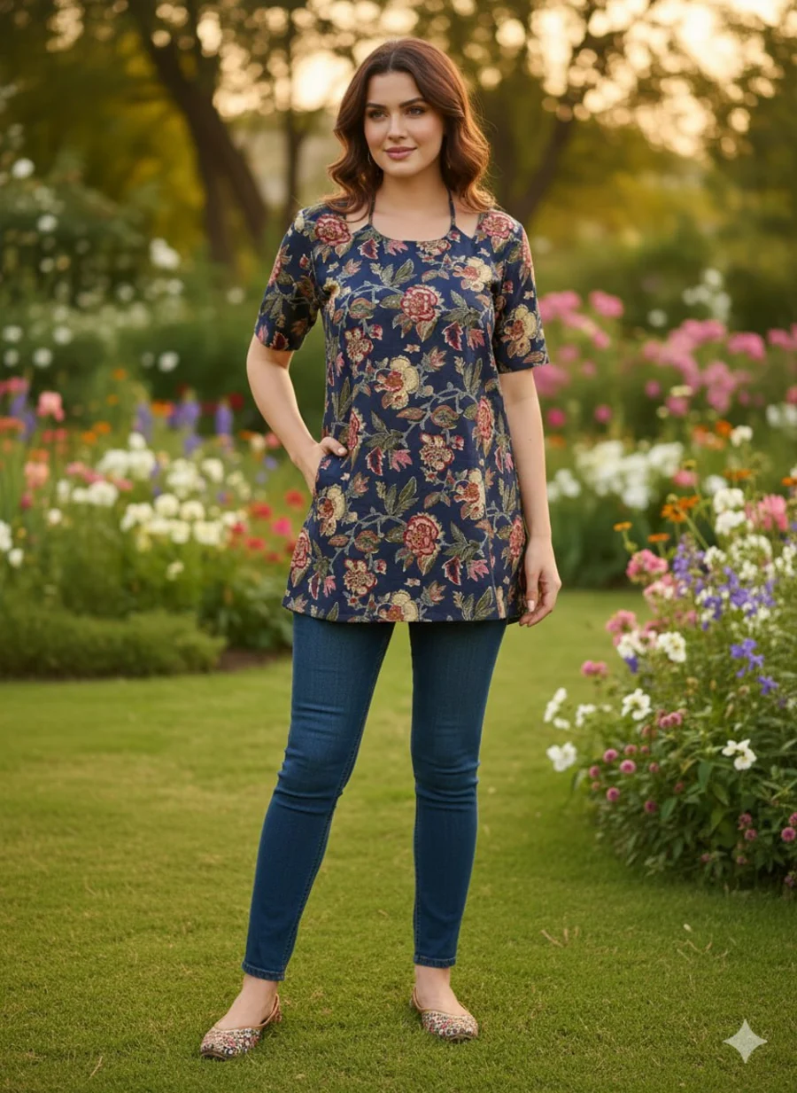 2NEW ARRIVAL COTTON FLORAL PRINT WORK ONLY TOP DAILY WEAR WHOLESALE PRICE ETHNIC GARMENT (15)