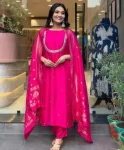 RICH LOOK CHANDERI SEQUENCE CODING EMBROIDERY +HAND WORK TOP BOTTOM WITH DUPATTA PINK