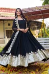 DESIGNER GEORGETTE SEQUENCE EMBROIDERY WORK GOWN WITH DUPATTA BLACK