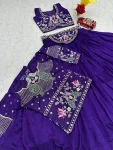 31DESIGNER VICHITRA SILK THREAD AND SEQUENCE WORK LEHENGA CHOLI WITH KOTI AND BELT PARTY WEAR WHOLESALE PRICE ETHNIC GARMENT (23)