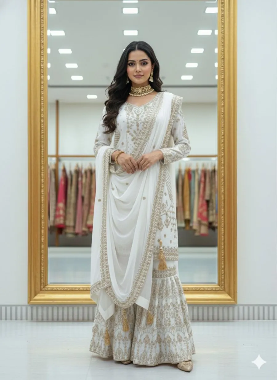 32LATEST CHINON EMBROIDERY CODING WORK TOP SHARARA WITH DUPATTA FESTIVE WEAR WHOLESALE PRICE ETHNIC GARMENT (10)
