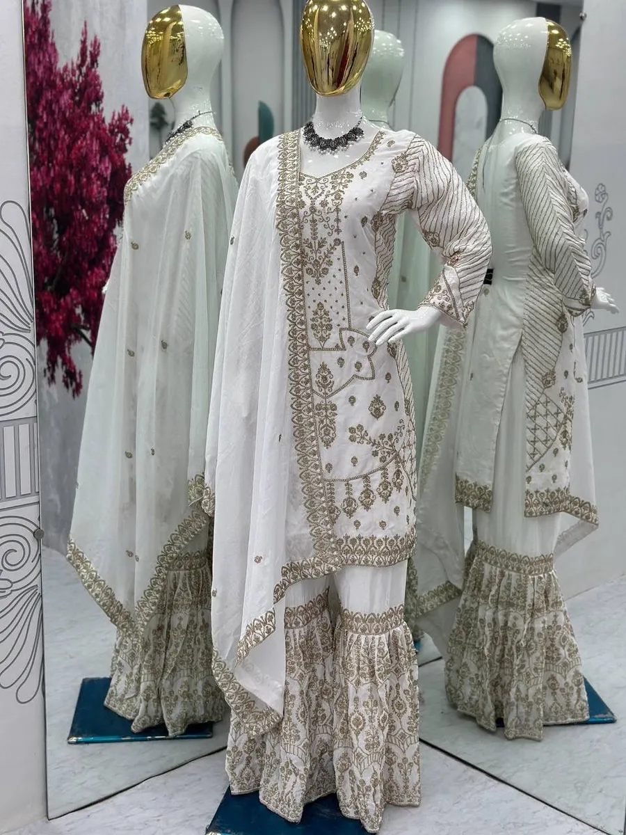 32LATEST CHINON EMBROIDERY CODING WORK TOP SHARARA WITH DUPATTA FESTIVE WEAR WHOLESALE PRICE ETHNIC GARMENT (9)