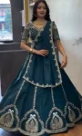 32RICH LOOK CHINON EMBROIDERY THREAD AND SEQUENCE WORK LEHENGA CHOLI WITH DUPATTA WEDDING WEAR WHOLESALE PRICE ETHNIC GARMENT(28)