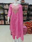 34FANCY MUL CHANDERI CODING AND SEQUENCE AND LACE WORK TOP BOTTOM WITH DUPATTA FESTIVE WEAR WHOLESALE PRICE ETHNIC GARMENT (18)