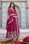 DESIGNER GEORGETTE SEQUENCE EMBROIDERY WORK GOWN WITH DUPATTA PINK