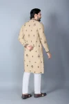 3DESIGNER CHANDERI SILK EMBROIDERY SEQUENCE WORK MEN’S KURTA PAYJAMA FESTIVE WEAR WHOLESALE PRICE ETHNIC GARMENT (3)