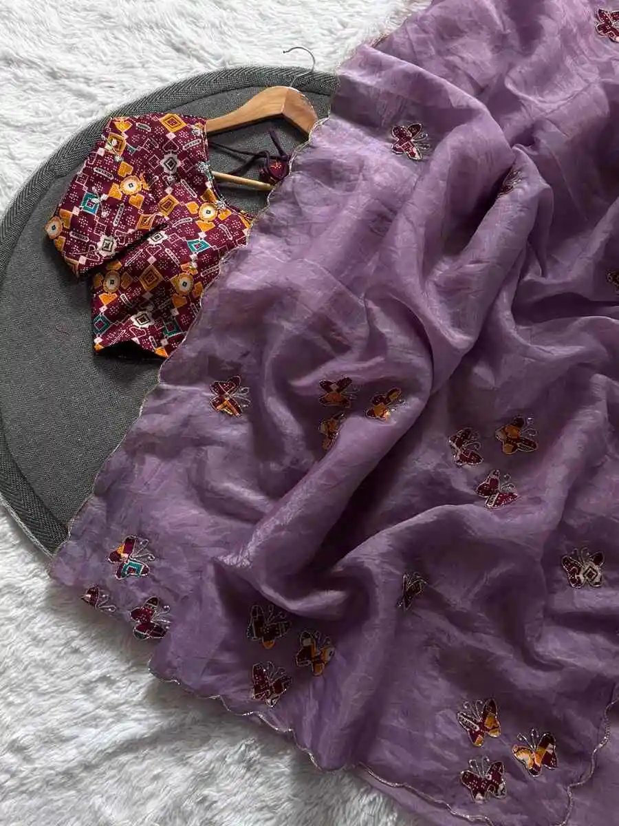 3DESIGNER GOLD CRUSH PATOLA HANDWORK CUTDANA BUTTERFLY BUTTA WORK SAREE WITH UNSTITCHED BLOUSE WEDDING WEAR WHOLESALE PRICE ETHNIC GARMENT (7)