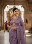 DESIGNER GOLD CRUSH PATOLA HANDWORK CUTDANA BUTTERFLY BUTTA WORK SAREE WITH UNSTITCHED BLOUSE PURPLE
