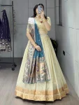 DESIGNER PAITHANI SILK ZARI WEAVING WORK WITH BORDER AND BUTTI WORK LEHENGA CHOLI WITH DUPATTA RAMA