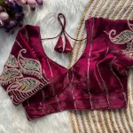 DESIGNER ZC MULTI SEQUENCE WORK STITCHED BLOUSE WINE