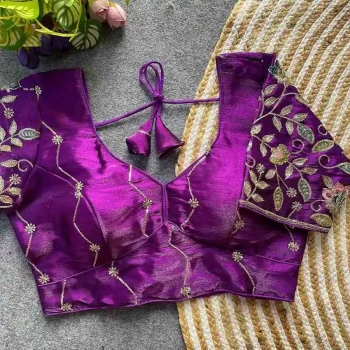 DESIGNER ZC MULTI SEQUENCE WORK STITCHED BLOUSE PURPLE