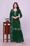 FANCY GEORGETTE SEQUENCE EMBROIDERY WORK TOP SHARARA WITH DUPATTA GREEN