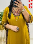 3FANCY RAYON SLUB APPLIQUE WORK TOP BOTTOM WITH DUPATTA FESTIVE WEAR WHOLESALE PRICE ETHNIC GARMENT (8)