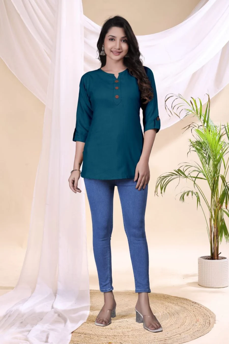 3FANCY TESLA COTTON FRONT SIDE BUTTON WORK ONLY TOP DAILY WEAR WHOLESALE PRICE ETHNIC GARMENT (11)