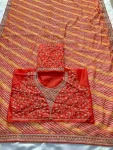 3MODERN GEORGETTE LAHERIYA BANDHEJ PRINT WITH LACE BORDER WORK SAREE WITH UNSTITCHED BLOUSE PARTY WEAR WHOLESALE PRICE ETHNIC GARMENT (2)