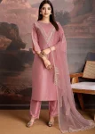 MODERN ROMAN EMBROIDERY WORK TOP BOTTOM WITH DUPATTA BABY PINK