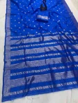 NEW ARRIVAL BANARASI SILK ZARI WOVEN WORK SAREE WITH UNSTITCHED BLOUSE BLUE