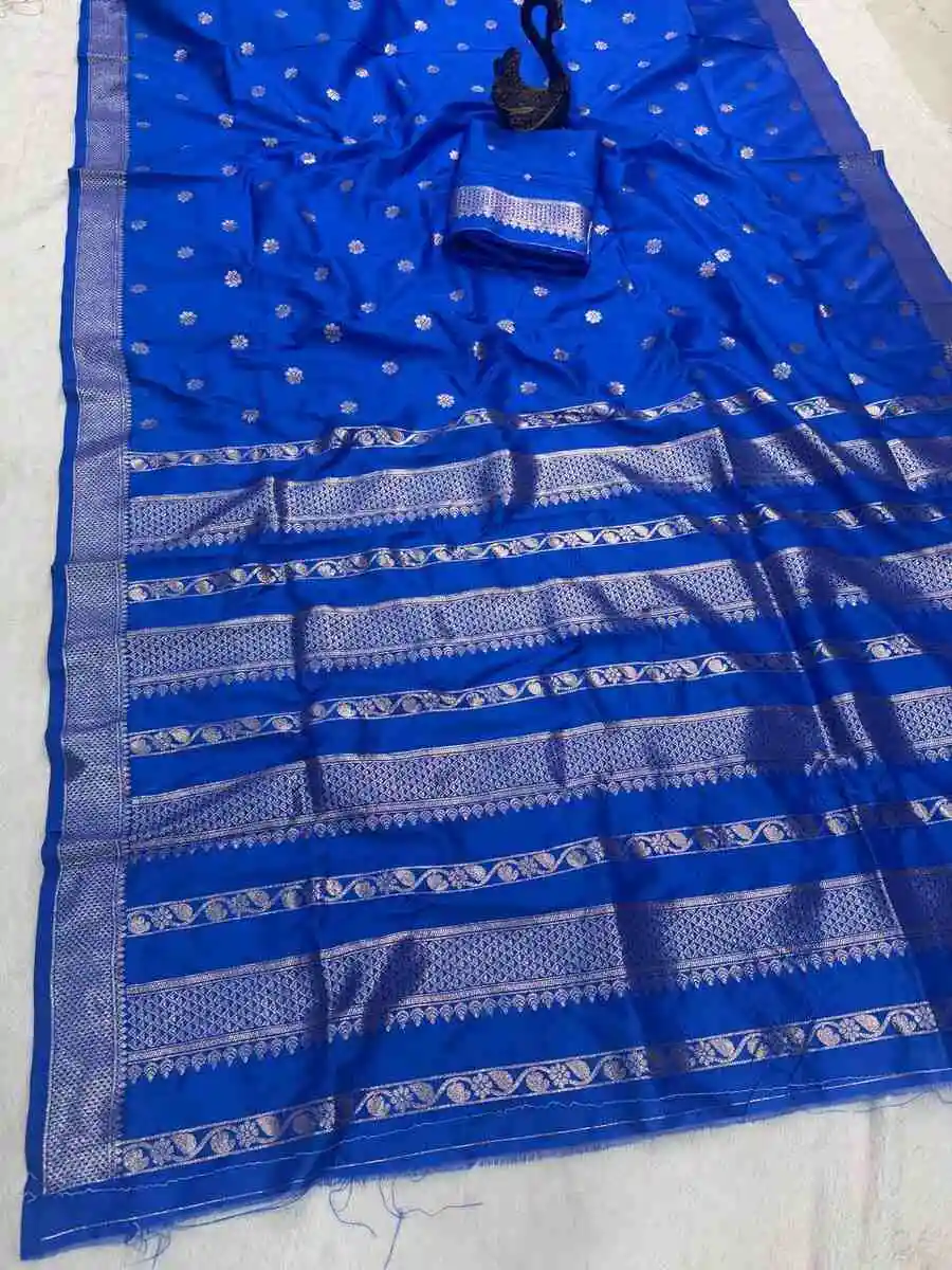 3NEW ARRIVAL BANARASI SILK ZARI WOVEN WORK SAREE WITH UNSTITCHED BLOUSE FESTIVE WEAR WHOLESALE PRICE ETHNIC GARMENT (19)