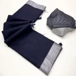 3RICH LOOK LINEN COTTON PLAIN WITH EXTRA ZALAR WORK SAREE WITH UNSTITCHED BLOUSE CASUAL WEAR WHOLESALE PRICE ETHNIC GARMENT (4)