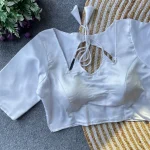 RICH LOOK MALAI SATIN PLAIN STITCHED BLOUSE WHITE