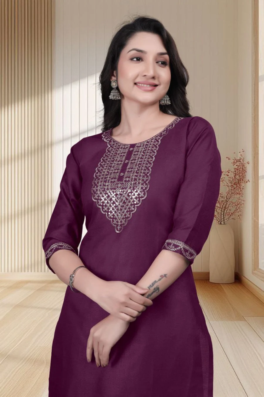 3RICH LOOK TESLA COTTON EMBROIDERY WORK ONLY KURTI DAILY WEAR WHOLESALE PRICE ETHNIC GARMENT (13)