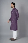 4DESIGNER CHANDERI SILK EMBROIDERY SEQUENCE WORK MEN’S KURTA PAYJAMA FESTIVE WEAR WHOLESALE PRICE ETHNIC GARMENT (2)