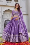 DESIGNER CREPE SILK EMBROIDERY SEQUENCE WORK LEHENGA CHOLI WITH DUPATTA PURPLE