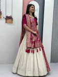 4DESIGNER JACQUARD SILK FANCY MOTI WORK LEHENGA CHOLI WITH DUPATTA WEDDING WEAR WHOLESALE PRICE ETHNIC GARMENT (20)