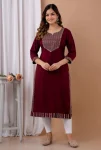 FANCY RAYON EMBROIDERY WORK KURTI MAROON