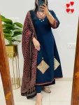 4FANCY RAYON SLUB APPLIQUE WORK TOP BOTTOM WITH DUPATTA FESTIVE WEAR WHOLESALE PRICE ETHNIC GARMENT (15)