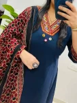 4FANCY RAYON SLUB APPLIQUE WORK TOP BOTTOM WITH DUPATTA FESTIVE WEAR WHOLESALE PRICE ETHNIC GARMENT (15)