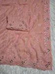 MODERN CRUNCHY EMBROIDERY SEQUENCE WORK SAREE WITH UNSTITCHED BLOUSE PEACH
