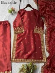 4MODERN GMY SILK SEQUENCE EMBROIDERY WORK TOP PALAZZO WITH DUPATTA FESTIVE WEAR WHOLESALE PRICE ETHNIC GARMENT (23)