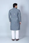 5DESIGNER CHANDERI SILK EMBROIDERY SEQUENCE WORK MEN’S KURTA PAYJAMA FESTIVE WEAR WHOLESALE PRICE ETHNIC GARMENT (9)