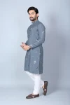 5DESIGNER CHANDERI SILK EMBROIDERY SEQUENCE WORK MEN’S KURTA PAYJAMA FESTIVE WEAR WHOLESALE PRICE ETHNIC GARMENT (9)