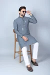 5DESIGNER CHANDERI SILK EMBROIDERY SEQUENCE WORK MEN’S KURTA PAYJAMA FESTIVE WEAR WHOLESALE PRICE ETHNIC GARMENT (9)
