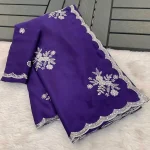 5DESIGNER CHINON WHITE SILVER ZARI EMBROIDERY WORK SAREE WITH UNSTITCHED BLOUSE WEDDING WEAR WHOLESALE PRICE ETHNIC GARMENT (18)