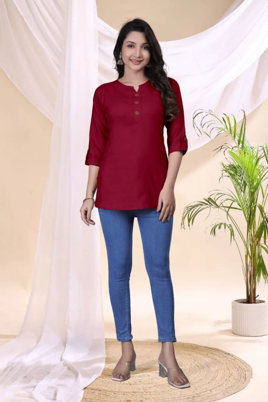 5FANCY TESLA COTTON FRONT SIDE BUTTON WORK ONLY TOP DAILY WEAR WHOLESALE PRICE ETHNIC GARMENT (2)