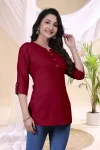 FANCY TESLA COTTON FRONT SIDE BUTTON WORK ONLY TOP MAROON