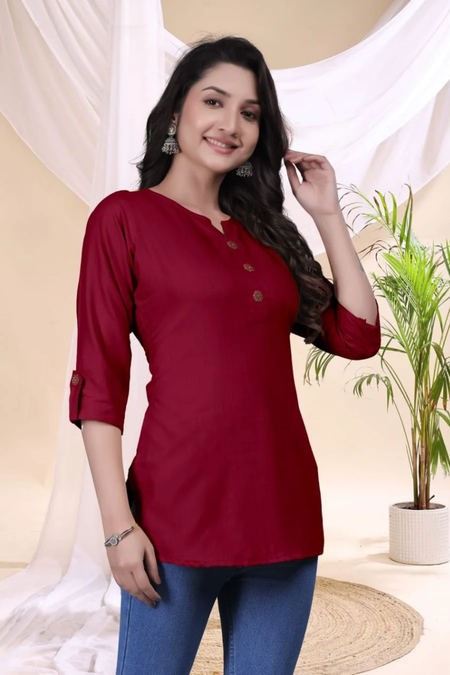 5FANCY TESLA COTTON FRONT SIDE BUTTON WORK ONLY TOP DAILY WEAR WHOLESALE PRICE ETHNIC GARMENT (3)