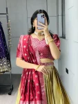 5MODERN KANCHIPURAM SILK ZARI WEAVING WITH CONTRAST BORDER AND SILVER-GOLDEN ZARI WORK LEHENGA CHOLI WITH DUPATTA FESTIVE WEAR WHOLESALE PRICE ETHNIC GARMENT (2).webp