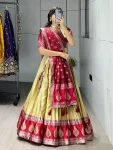5MODERN KANCHIPURAM SILK ZARI WEAVING WITH CONTRAST BORDER AND SILVER-GOLDEN ZARI WORK LEHENGA CHOLI WITH DUPATTA FESTIVE WEAR WHOLESALE PRICE ETHNIC GARMENT (2).webp
