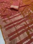 5NEW ARRIVAL BANARASI SILK ZARI WOVEN WORK SAREE WITH UNSTITCHED BLOUSE FESTIVE WEAR WHOLESALE PRICE ETHNIC GARMENT (28)