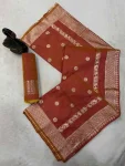5NEW ARRIVAL BANARASI SILK ZARI WOVEN WORK SAREE WITH UNSTITCHED BLOUSE FESTIVE WEAR WHOLESALE PRICE ETHNIC GARMENT (28)