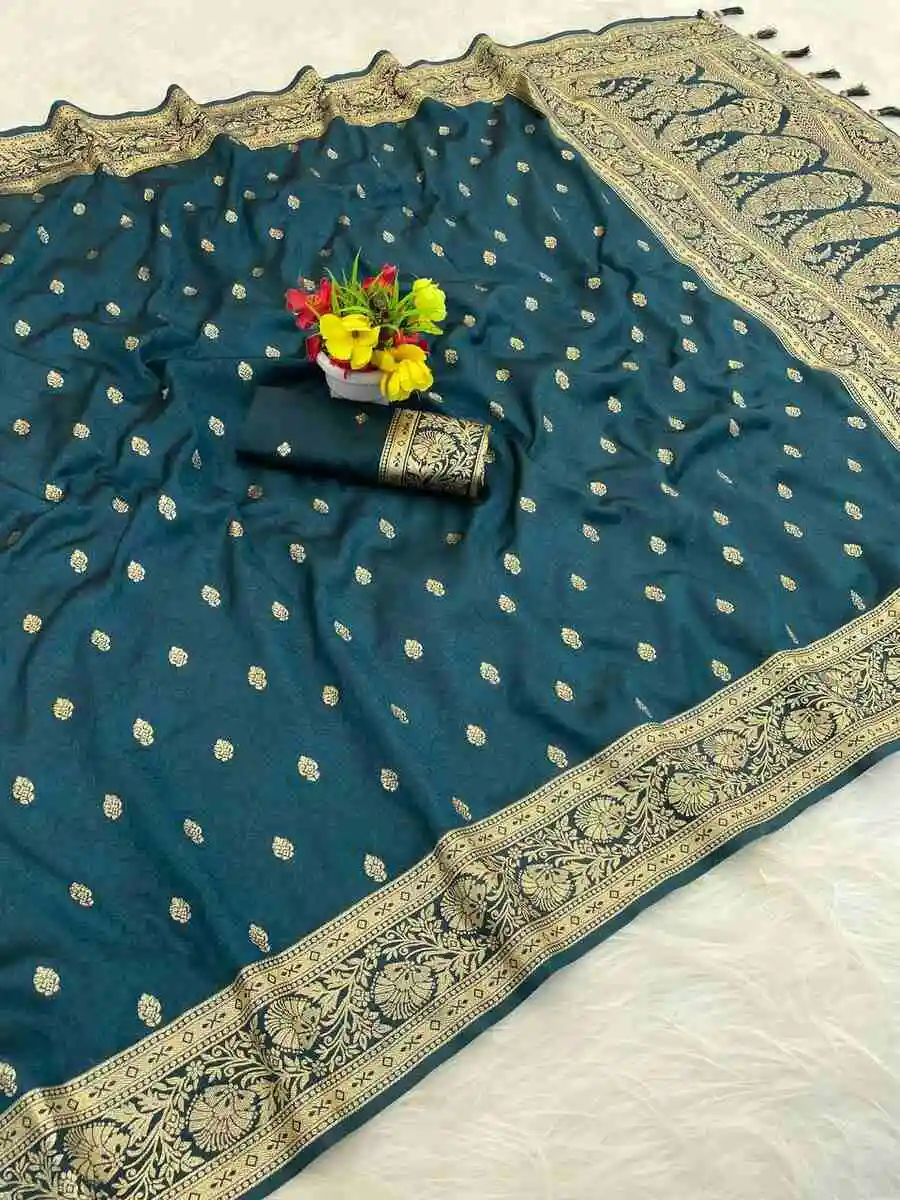 5NEW ARRIVAL BANARASI SILK ZARI WOVEN WORK SAREE WITH UNSTITCHED BLOUSE FESTIVE WEAR WHOLESALE PRICE ETHNIC GARMENT (7)