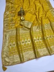 NEW ARRIVAL DOLA SILK ZARI & WEAVING WITH PIPING LACE BORDER WORK SAREE WITH UNSTITCHED BLOUSE YELLOW