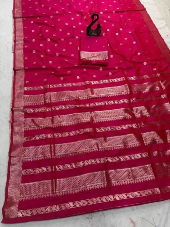 NEW ARRIVAL BANARASI SILK ZARI WOVEN WORK SAREE WITH UNSTITCHED BLOUSE RANI