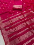 6NEW ARRIVAL BANARASI SILK ZARI WOVEN WORK SAREE WITH UNSTITCHED BLOUSE FESTIVE WEAR WHOLESALE PRICE ETHNIC GARMENT (22)