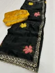 7DESIGNER RANGOLI FLORAL EMBROIDERY THREAD WITH REAL MIRROR WORK SCALLOPED AND BORDER WORK SAREE WITH UNSTITCHED BLOUSE FESTIVE WEAR WHOLESALE PRICE ETHNIC GARMENT (2).jpg.webp